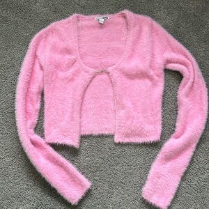 Fashion Nova Cropped Fuzzy Pink Blazer